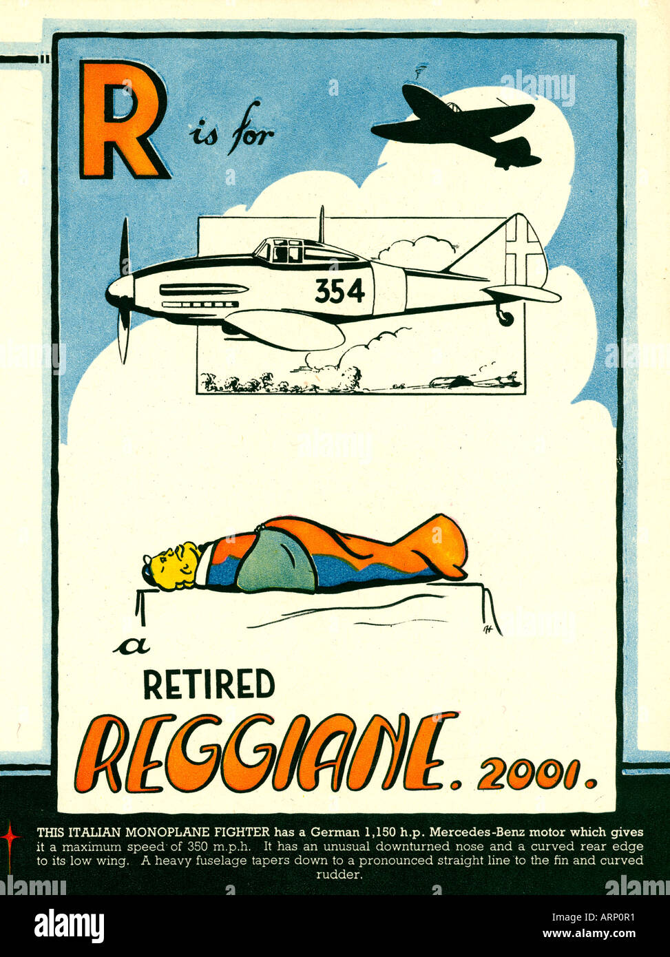 R è Reggiane 1943 Inglese per bambini di guerra Alphabet Book di aerei il combattente italiano Foto Stock
