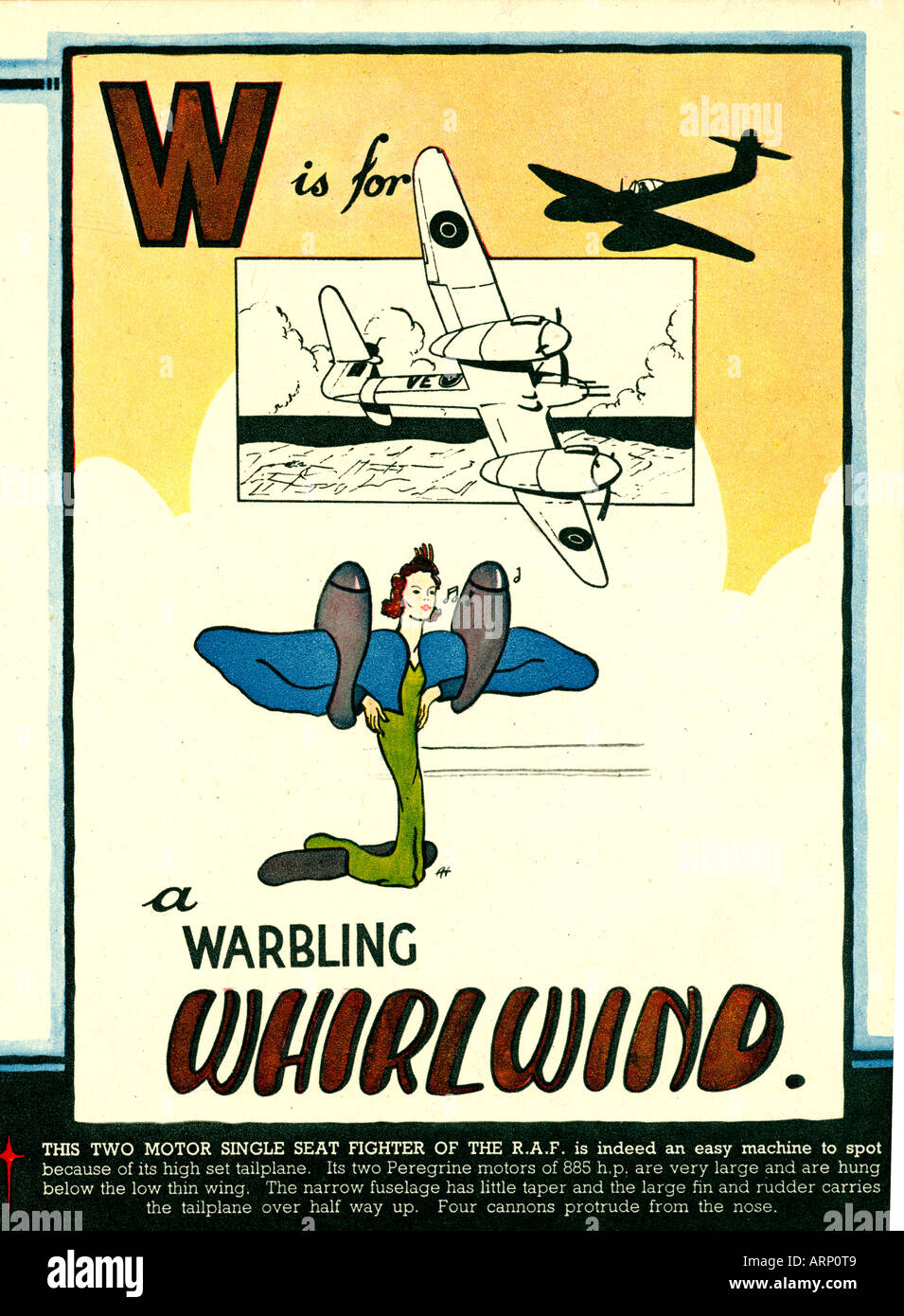 W è per turbine 1943 Inglese per bambini di guerra Alphabet Book di combattimenti aerei della RAF fighter Foto Stock