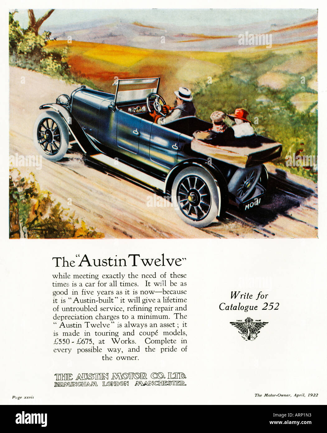 Austin dodici 1922 annuncio inglese per la tourer un auto di tutti i tempi Foto Stock