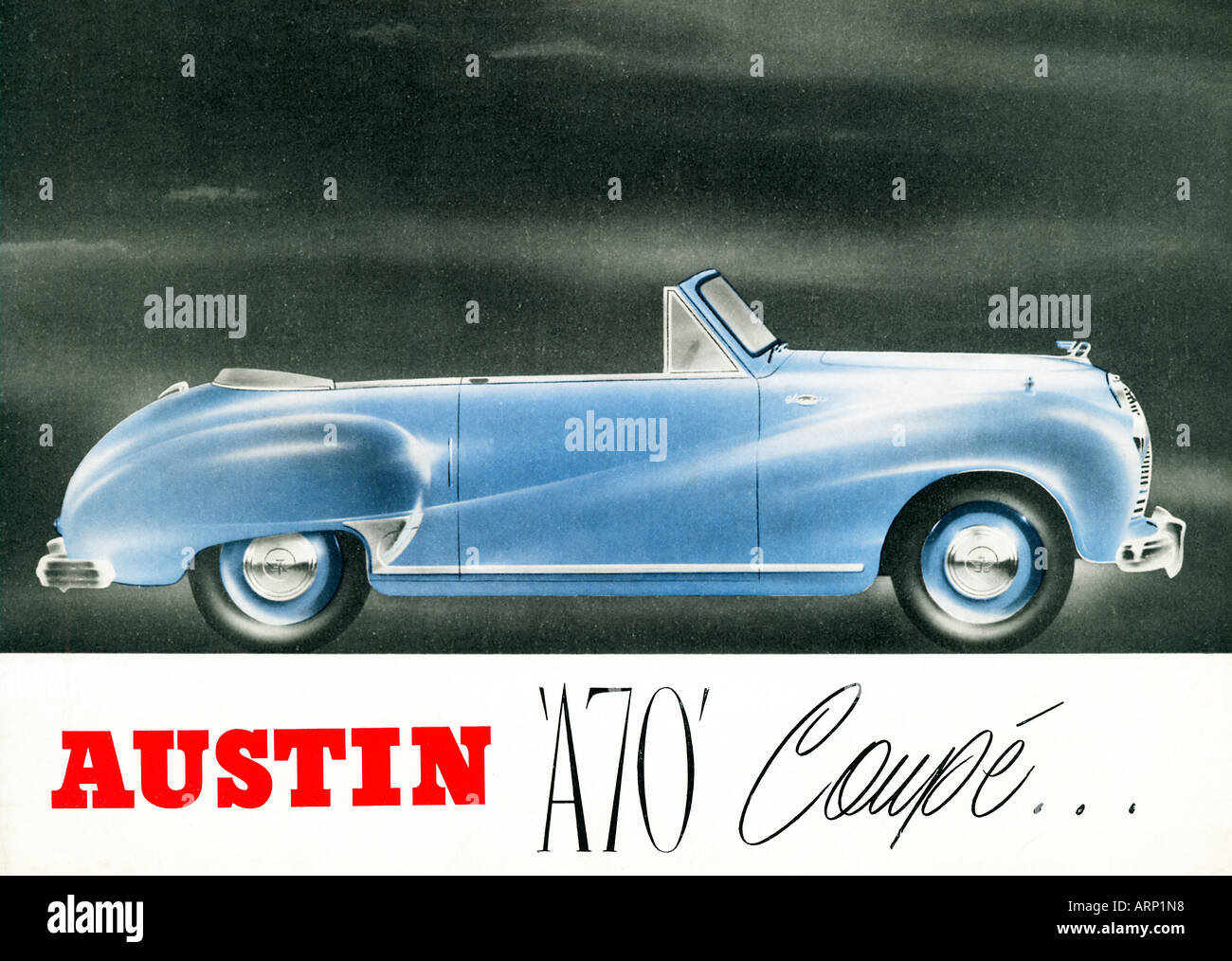 Austin A70 Coupe 1940s depliant illustrativo per la vettura inglese Foto Stock