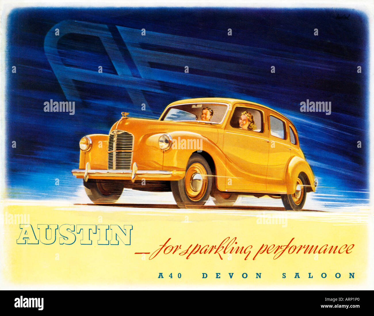 Austin A40 Devon Saloon 1940s brochure per il popolare vettura inglese Foto Stock