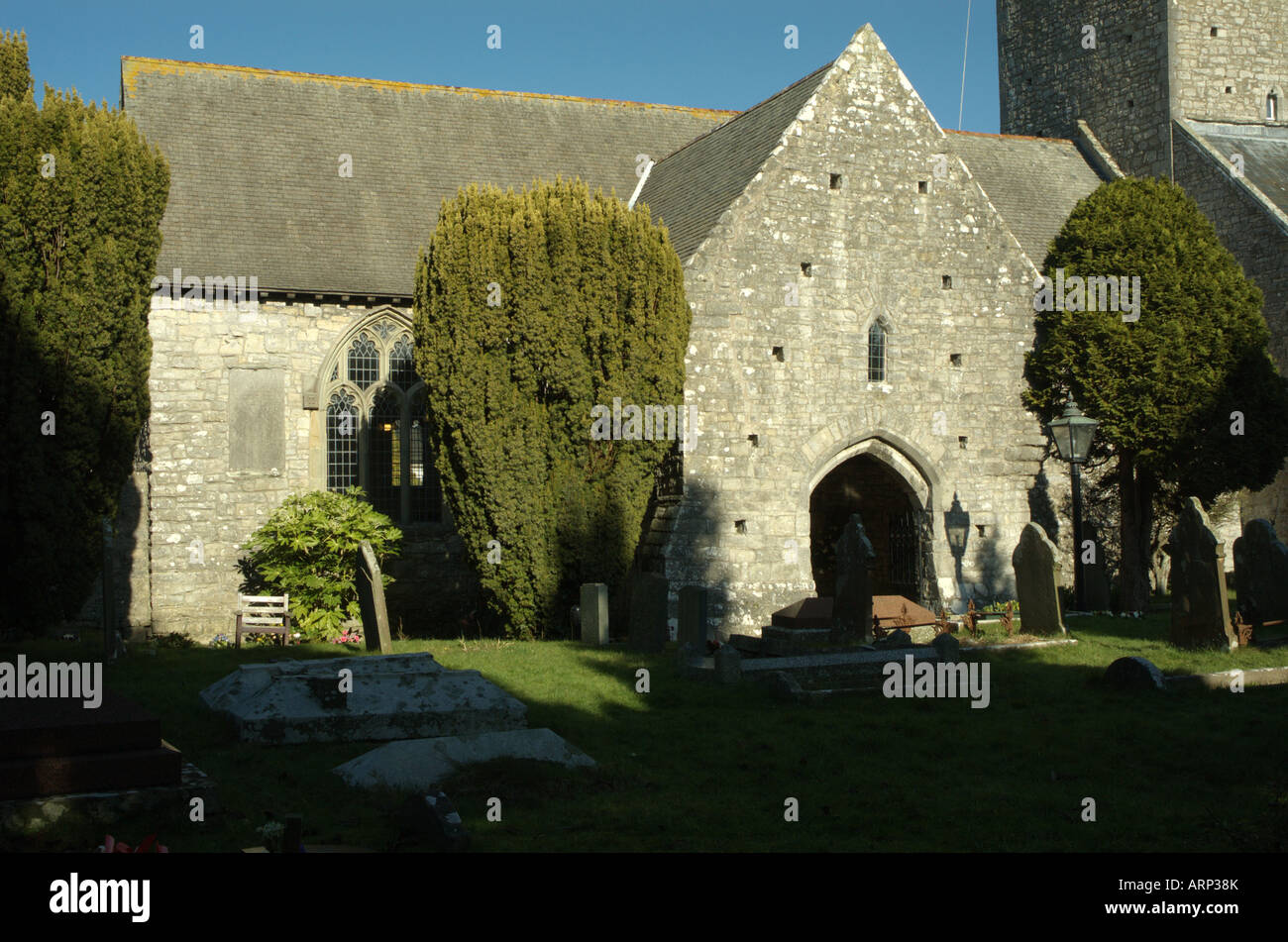 Portico di San Illtyd la Chiesa, Llantwit Major, Vale of Glamorgan Foto Stock