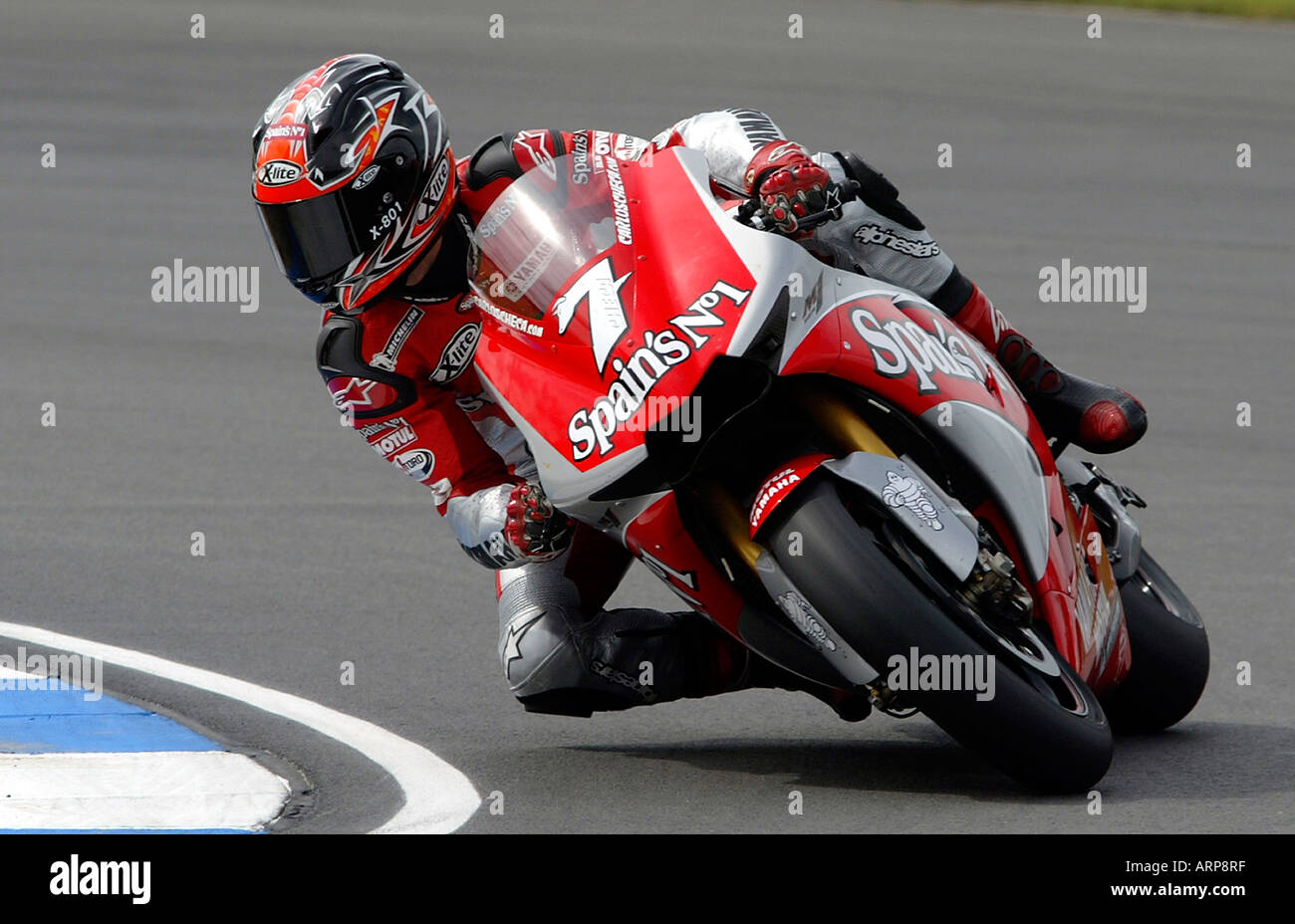 Carlos Checa, Moto GP rider per il 2004 Gauloises Fortuna Yamaha Team Foto Stock