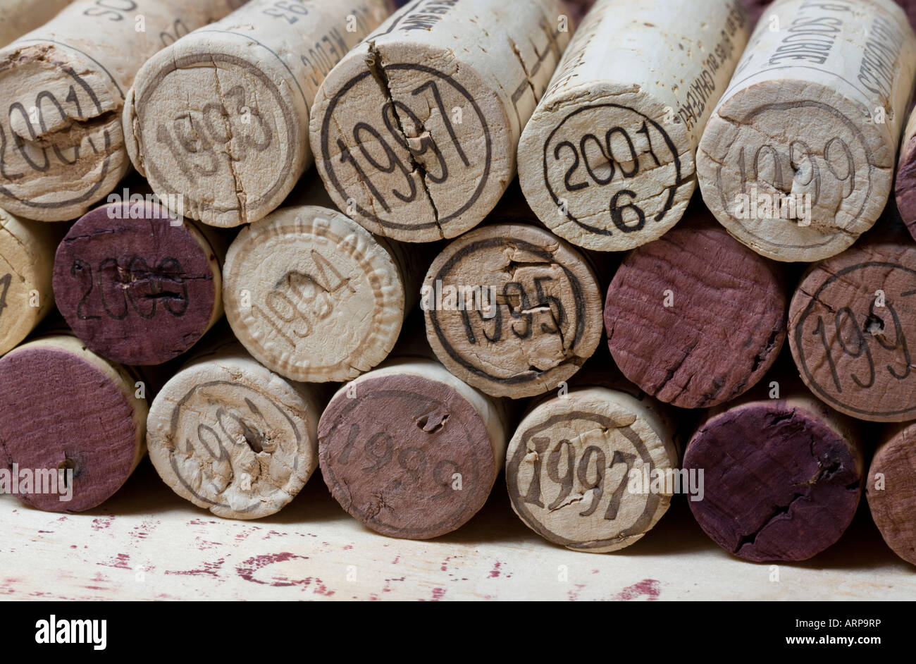 Vintage tappi vino Foto Stock