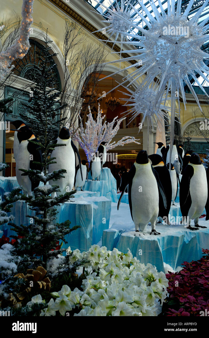 Un ritratto fotografia del display di Natale al Bellagio Hotel e Casinò di Las Vegas, Nevada Foto Stock