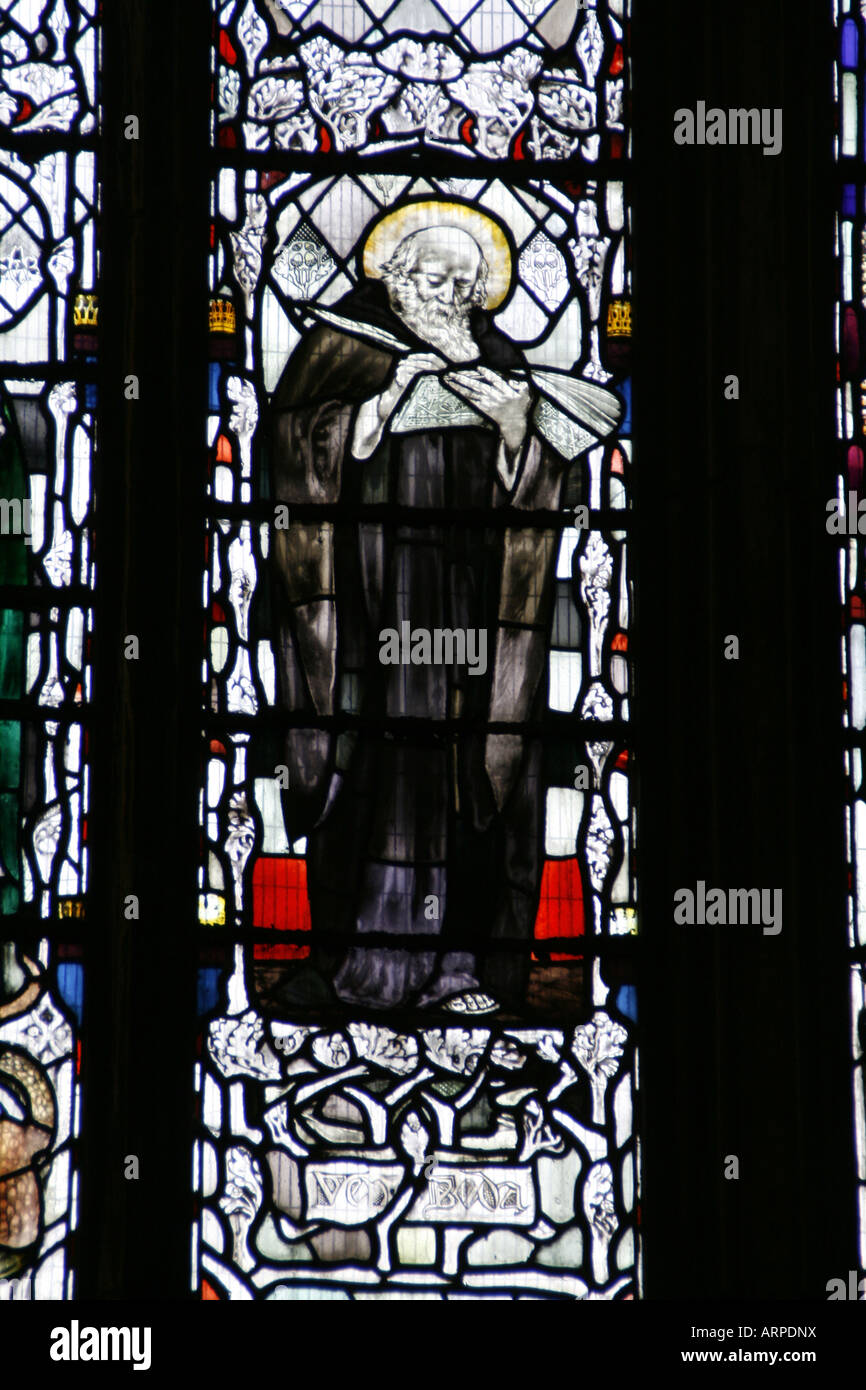 Vetrata, Cattedrale di Gloucester, Inghilterra Foto Stock