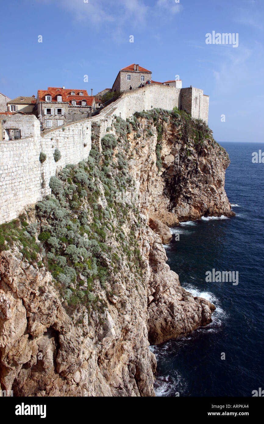 Dubrovnik alle mura della vecchia città, Dalmazia, Croazia. Foto Stock