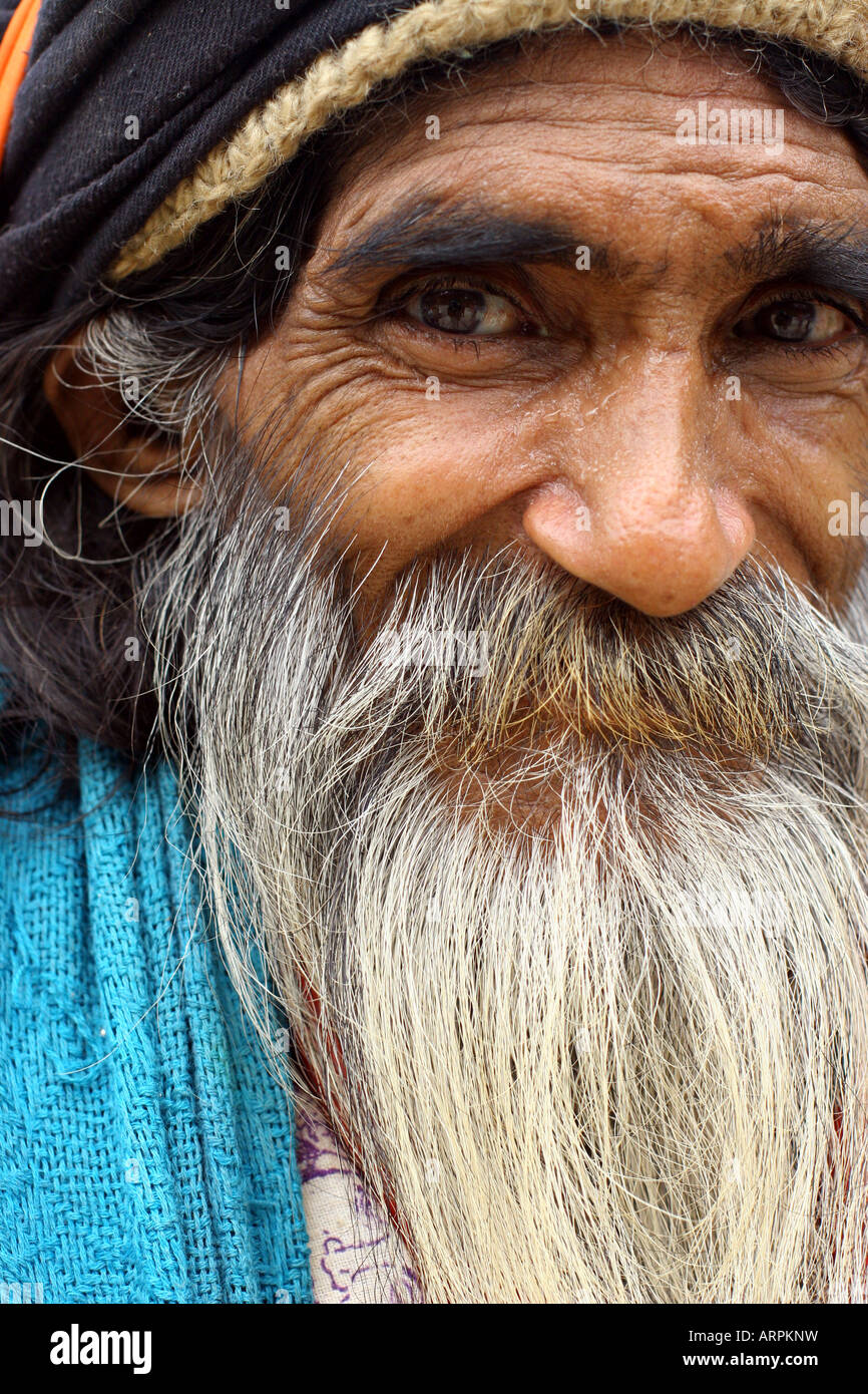 "Uomo vecchio grande barba Nepal' Foto Stock