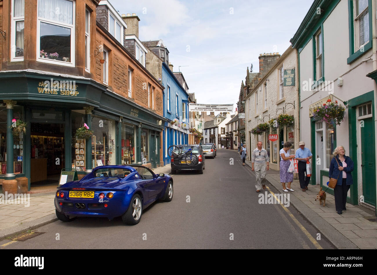 Ben Street in stile vittoriano cittadina termale di Moffat, Dumfries and Galloway Regione, Scozia Foto Stock