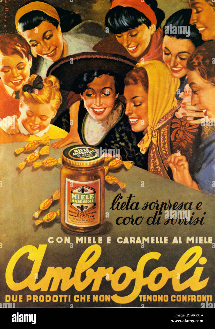 Miele Ambrosoli 1939 annuncio pubblicitario per il miele italiano Foto  stock - Alamy
