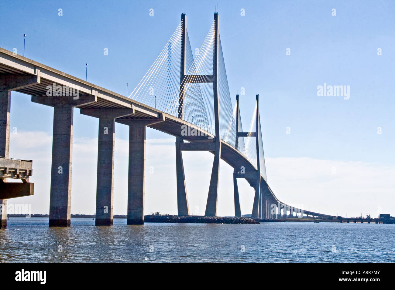 Sospensione ponte che collega la Jekyll Island e Brunswick Foto Stock
