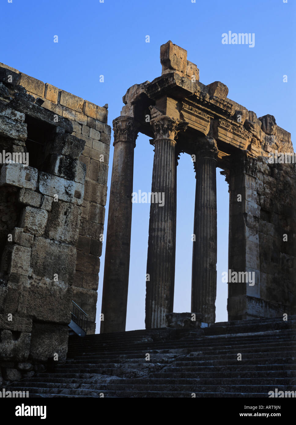 Tempio romano le rovine di Baalbek nella valle Beqaa, Libano Foto Stock