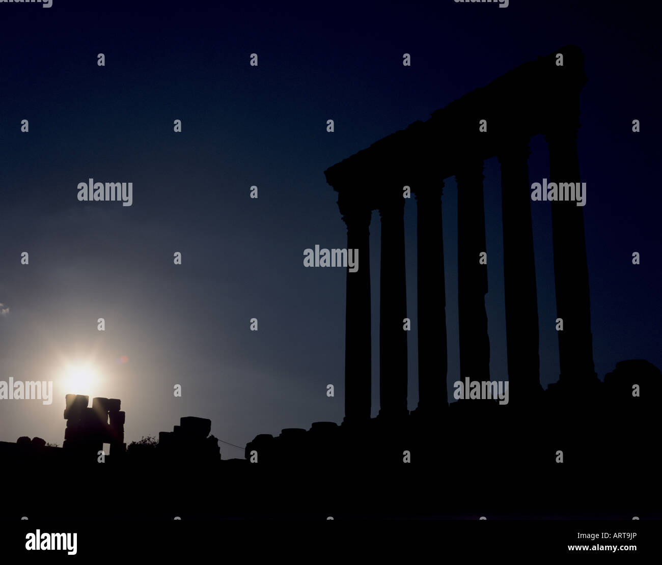 Tempio romano le rovine di Baalbek nella valle Beqaa, Libano Foto Stock