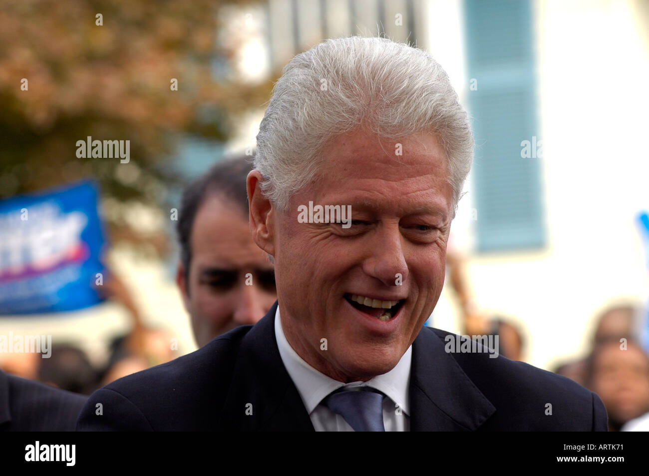 L'ex Presidente Bill Clinton appare in un'approvazione caso nel Bronx NYC Foto Stock