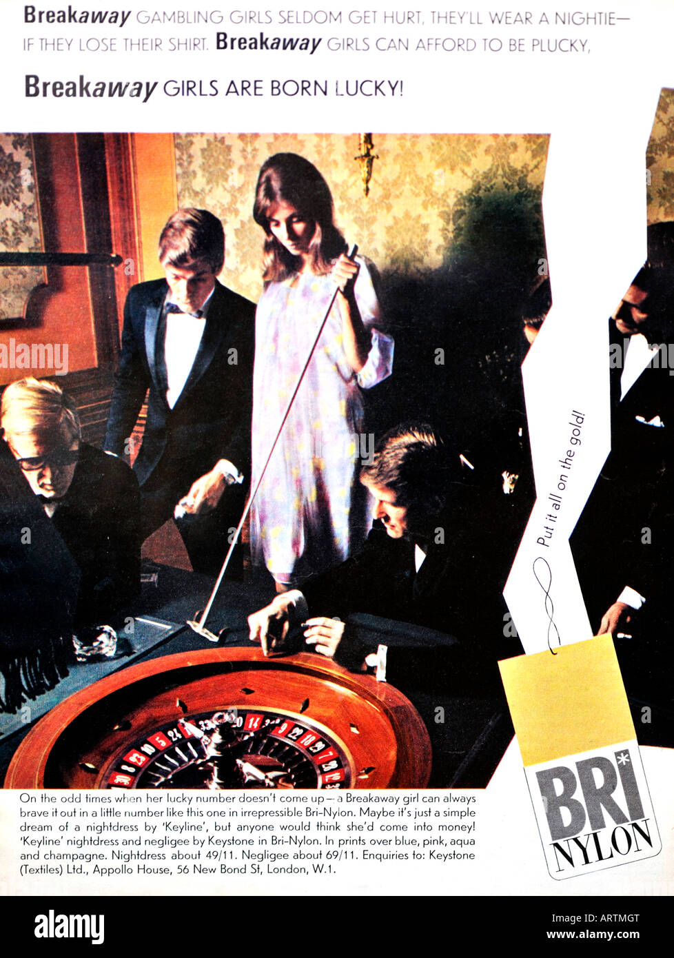 Negli anni sessanta la pubblicità per la Keystone mode in Bri-Nylon per solo uso editoriale Foto Stock