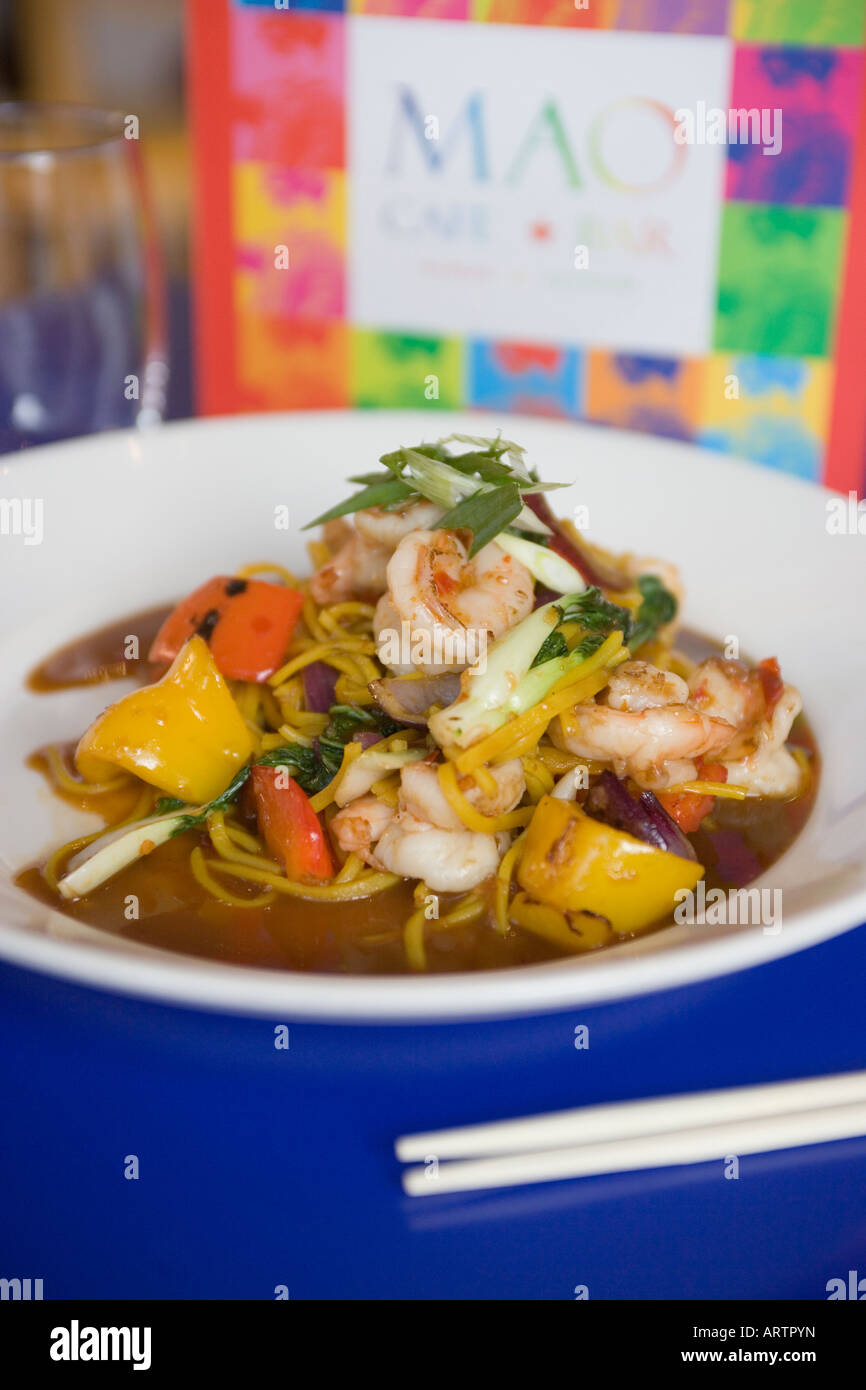 Gamberi tigre Hokkien Cafe Mao Brunswick Street Glasgow Scozia Scotland Foto Stock