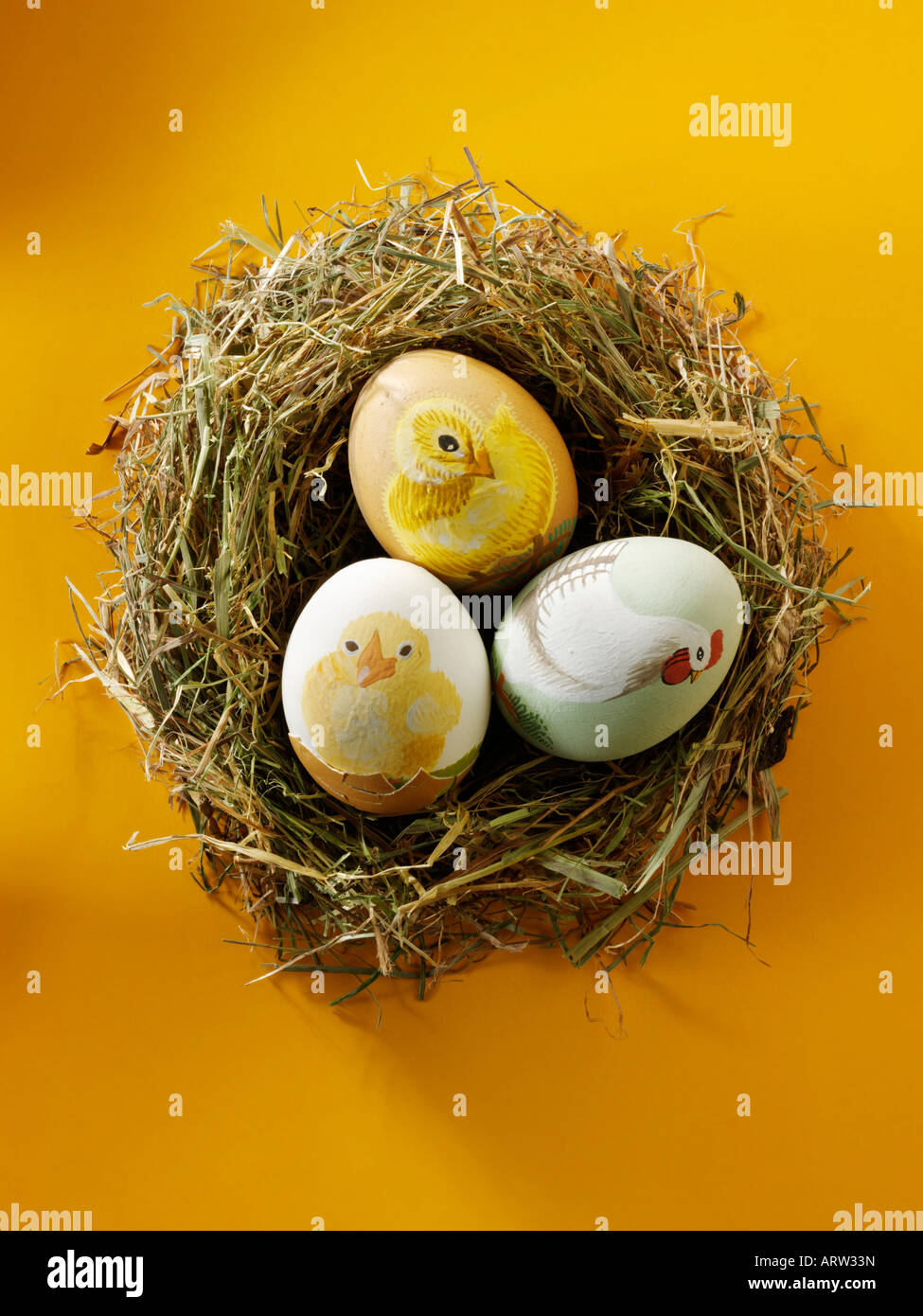 Dipinto a mano le uova di Pasqua Foto Stock