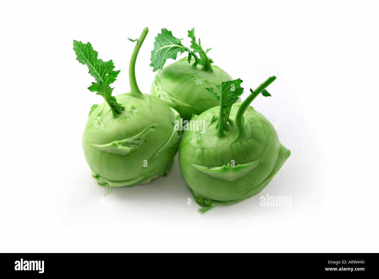 Tre kohlrabis Foto Stock