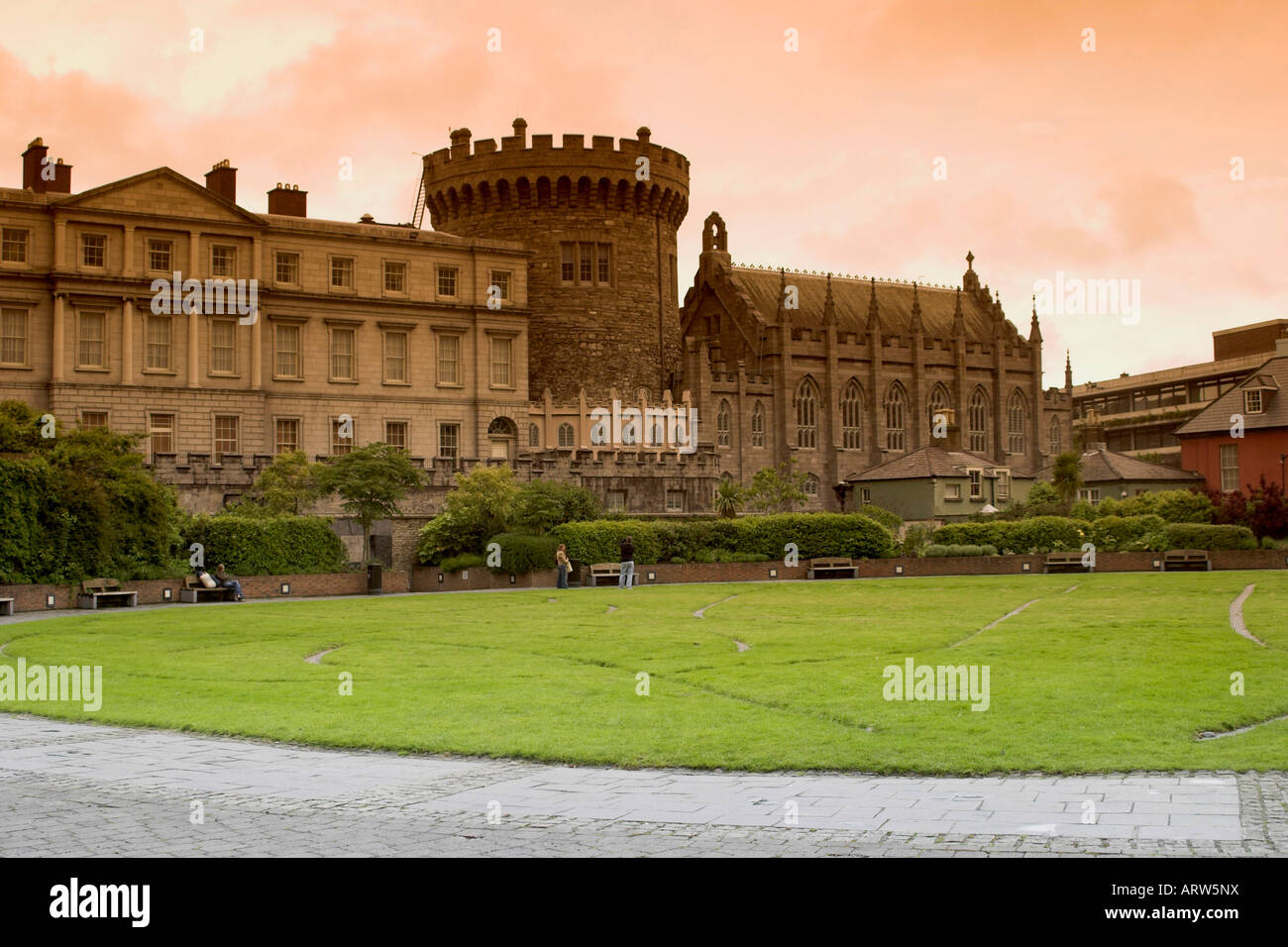 Appartamenti di Stato, Torre normanna e cappella reale presso il Castello di Dublino. Dublino, County Dublin, Irlanda. Foto Stock