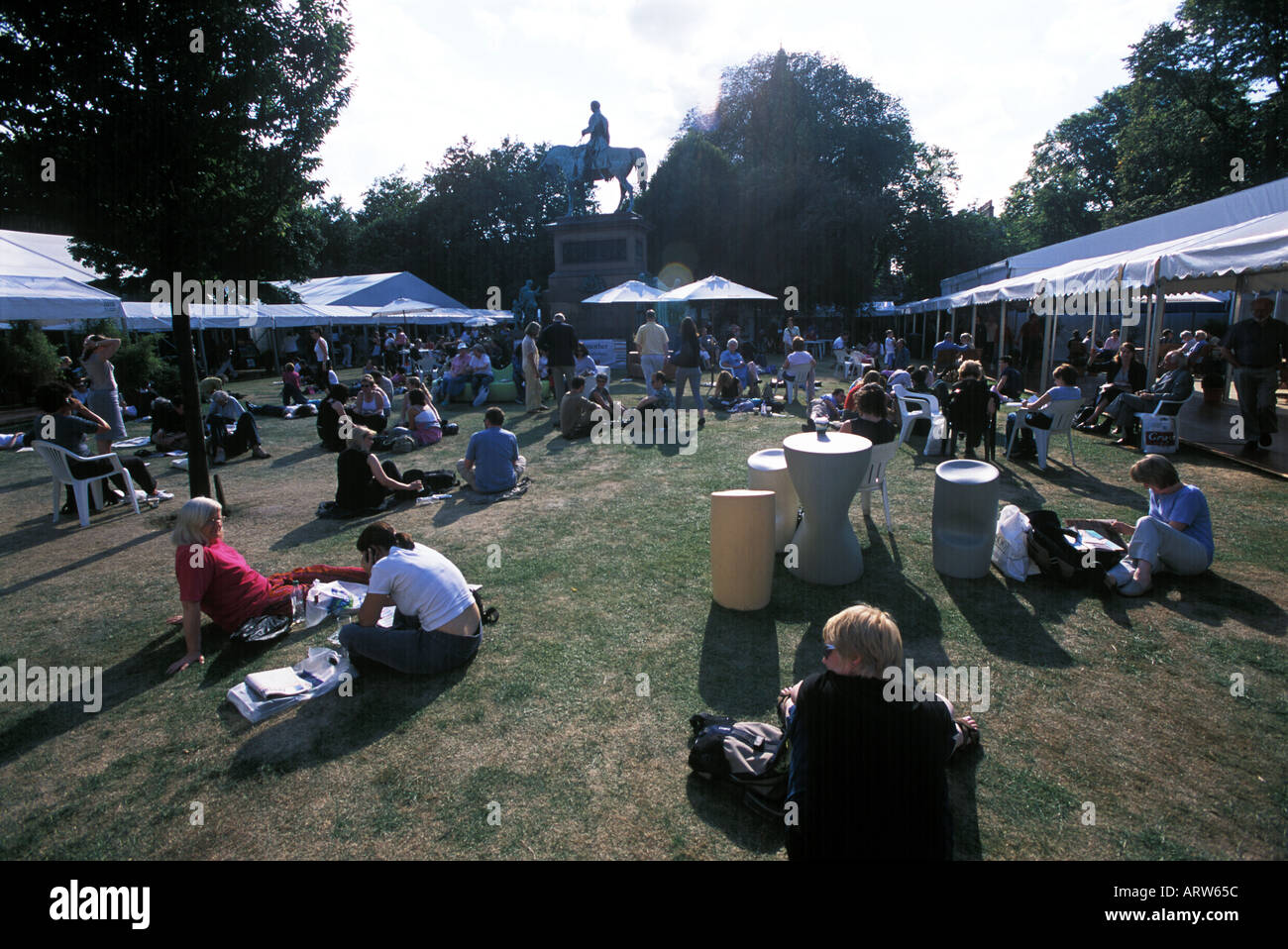 Fiera del libro Festival di Edimburgo in Scozia Charlotte Square Foto Stock