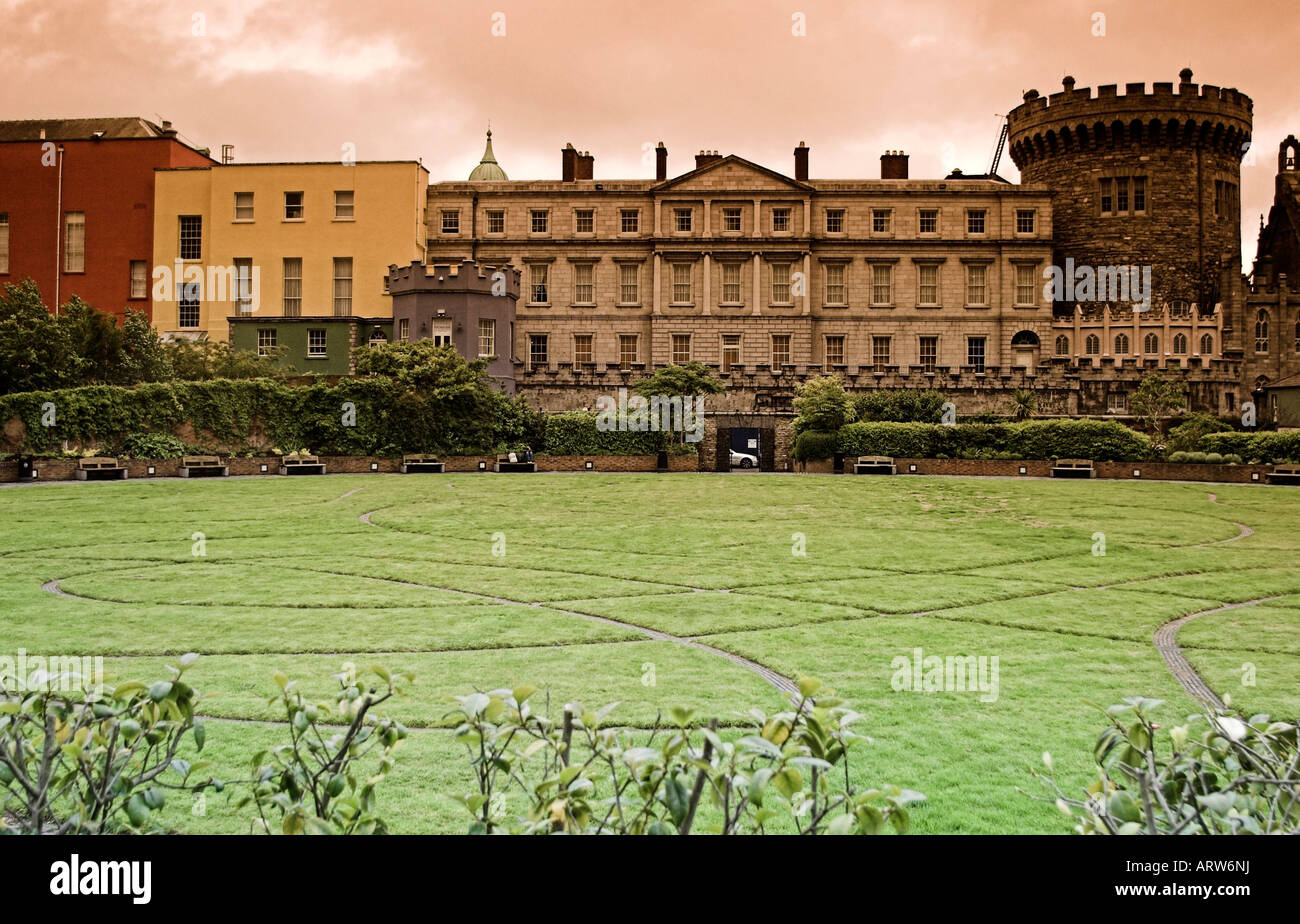 Appartamenti di Stato e la torre normanna presso il Castello di Dublino. Dublino, County Dublin, Irlanda. Foto Stock