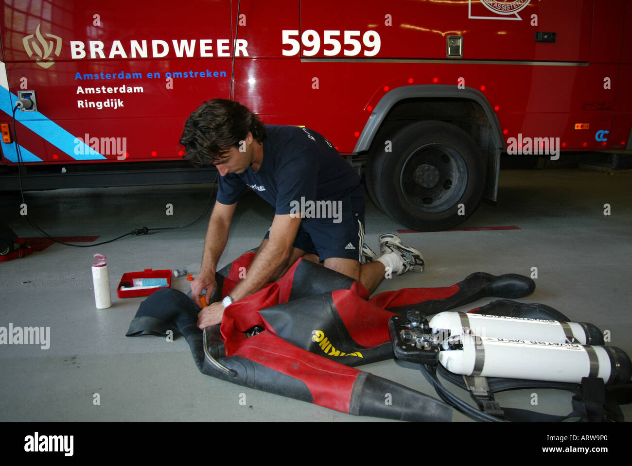 Servizi di emergenza: vigili del fuoco Foto Stock