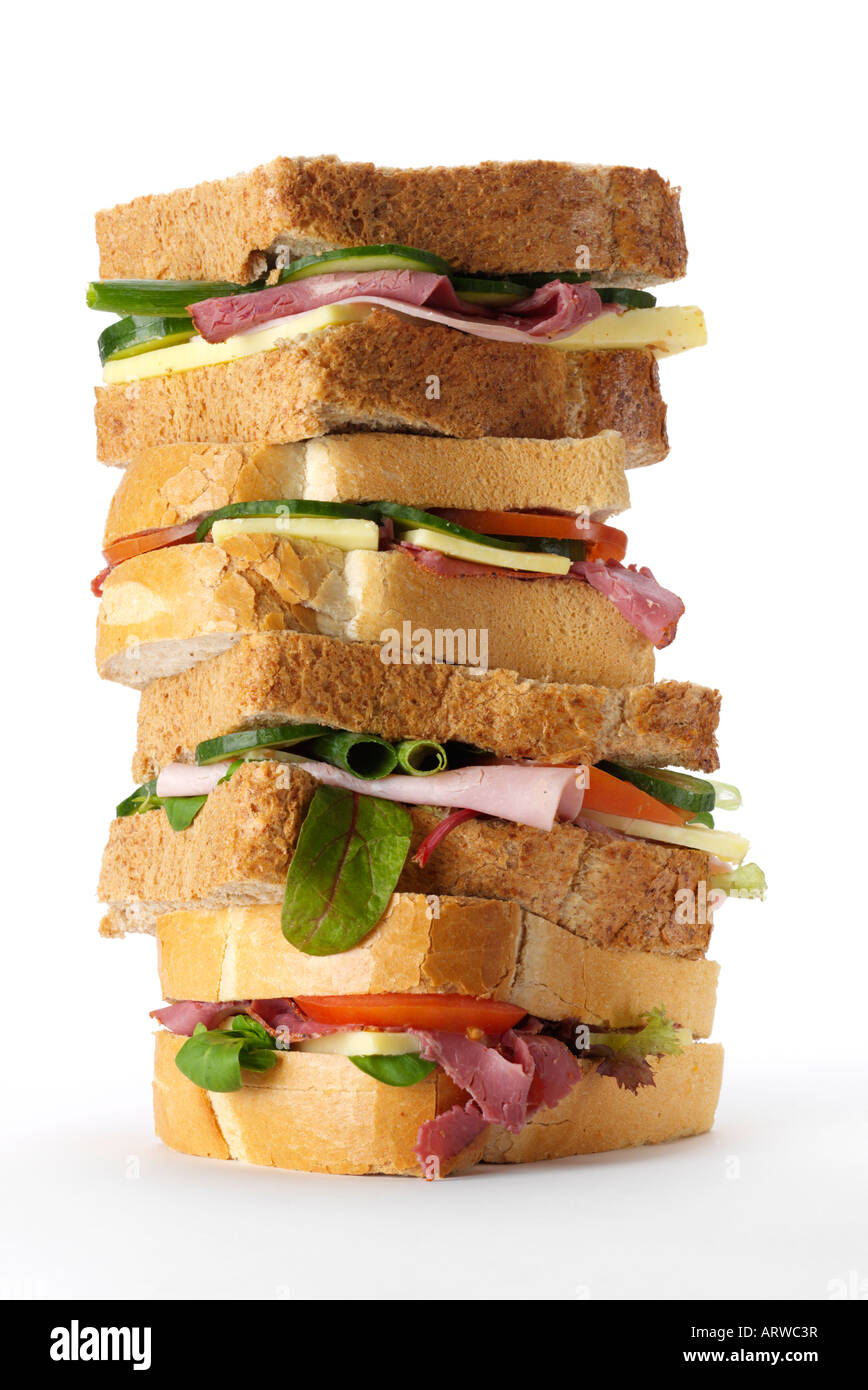 Pila di sanwiches Foto Stock