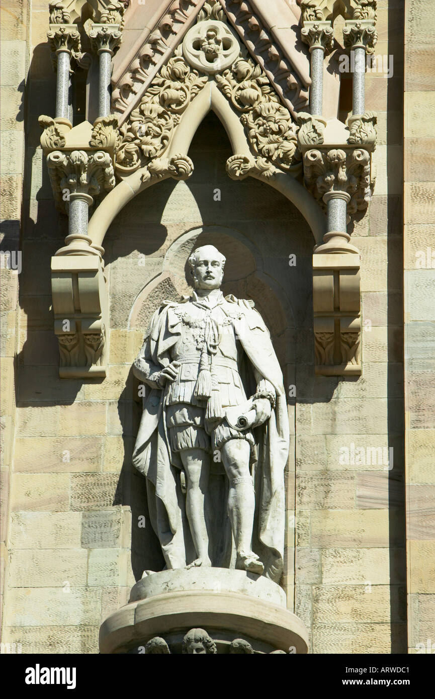 Il Prince Albert Memorial Clock Tower, Queens Square, Belfast, Irlanda del Nord. Foto Stock