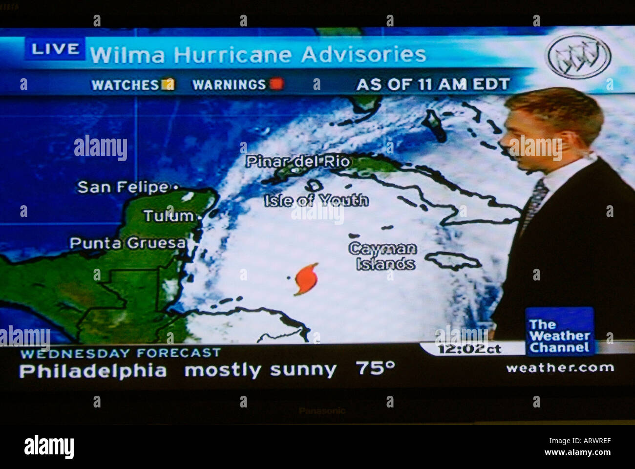 Uragano mappa meteo di un livello 5 storm come visto su internet e in televisione Foto Stock