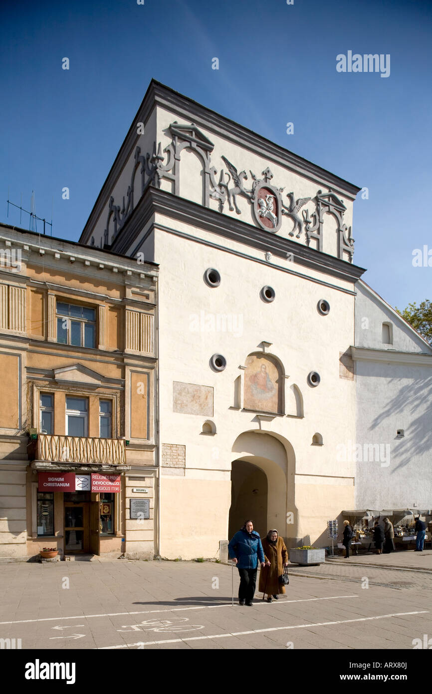 Xvi secolo porte di Alba dove l icona della vergine è alloggiato in Vilnius Lituania Foto Stock