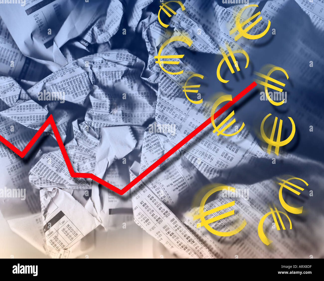 Concetto finanziario: Valore dell'euro in aumento Foto Stock