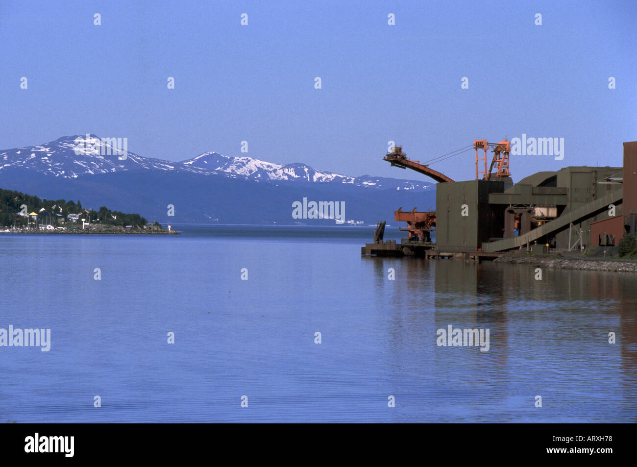 LKAB di minerale di ferro impianto di trasbordo di Narvik Norvegia Foto Stock