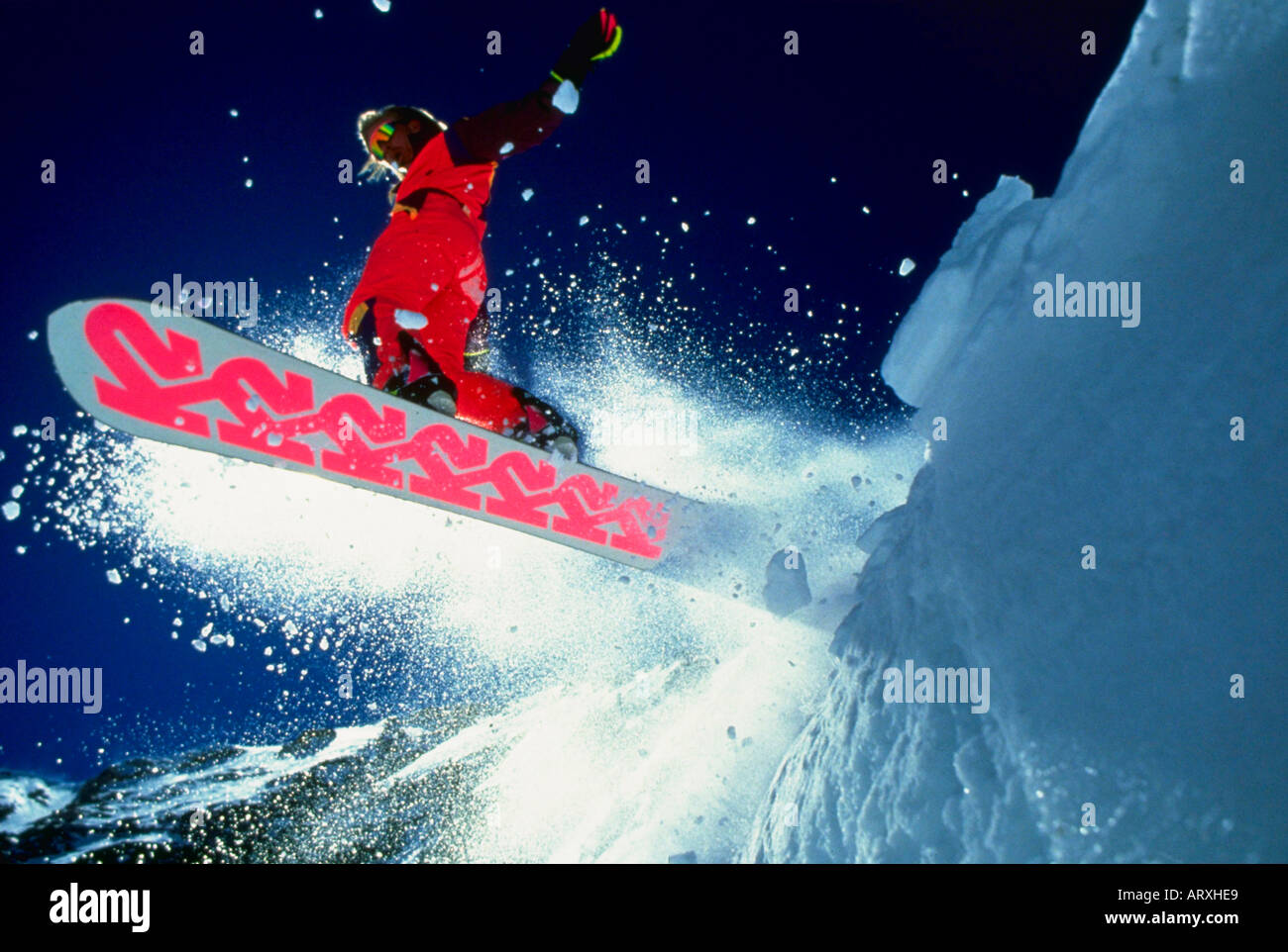 Snowboard a Snowbird Ski Resort in Utah vicino a Salt Lake City Foto Stock