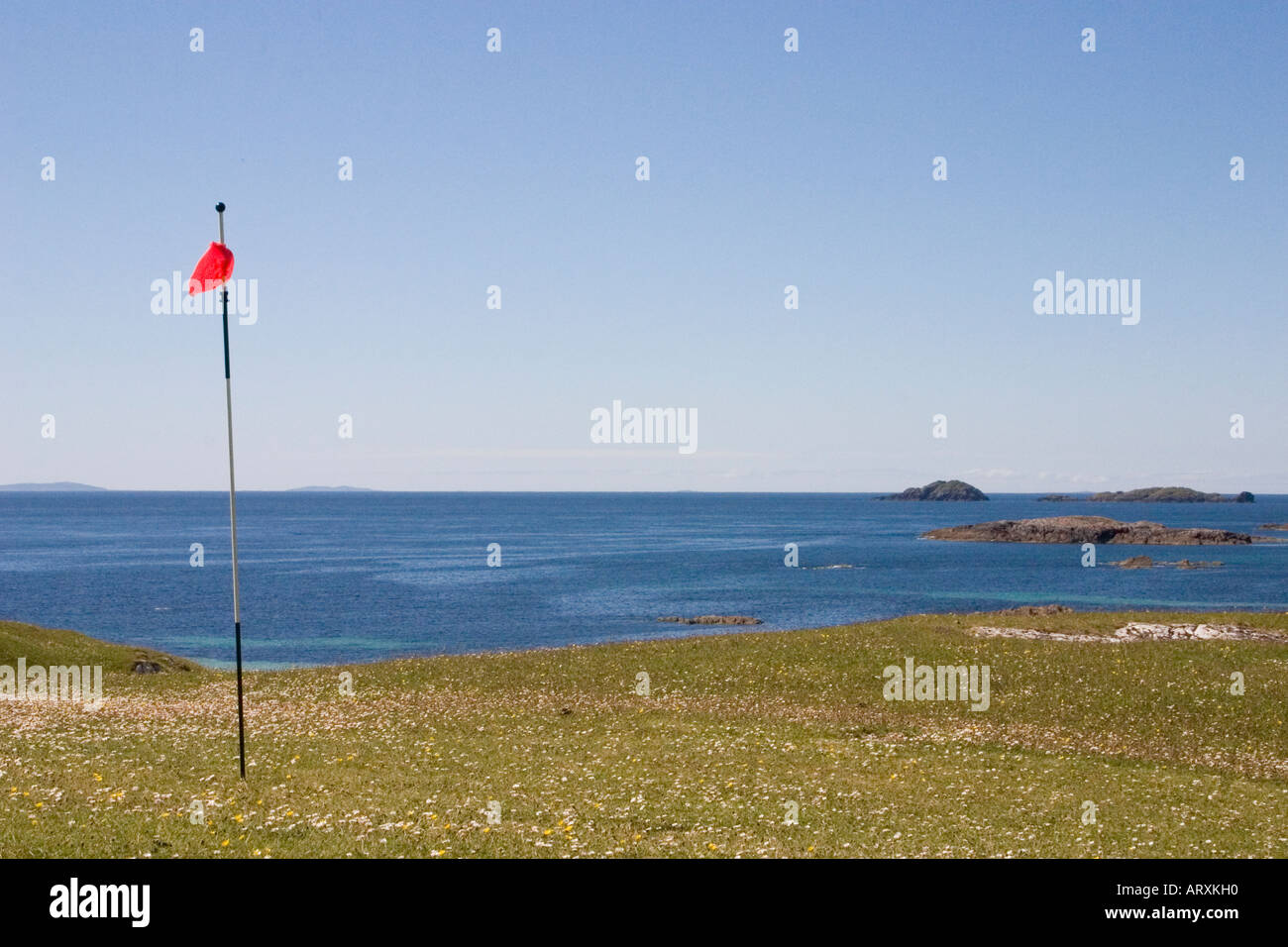 Iona Scozia Western Isles wild machair e golf links Foto Stock