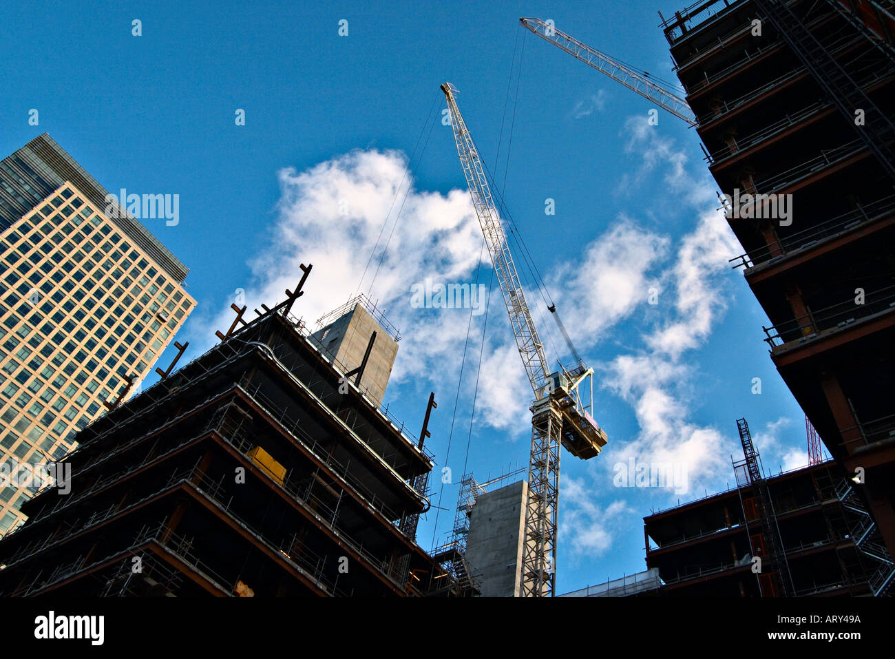 Costruzione in Docklands di Londra Foto Stock