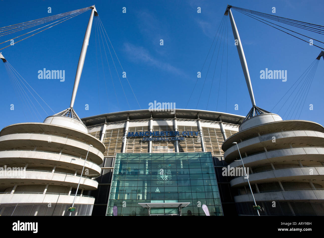 Il City of Manchester Stadium di Manchester nel Regno Unito Home del Manchester City Calcio Club Foto Stock