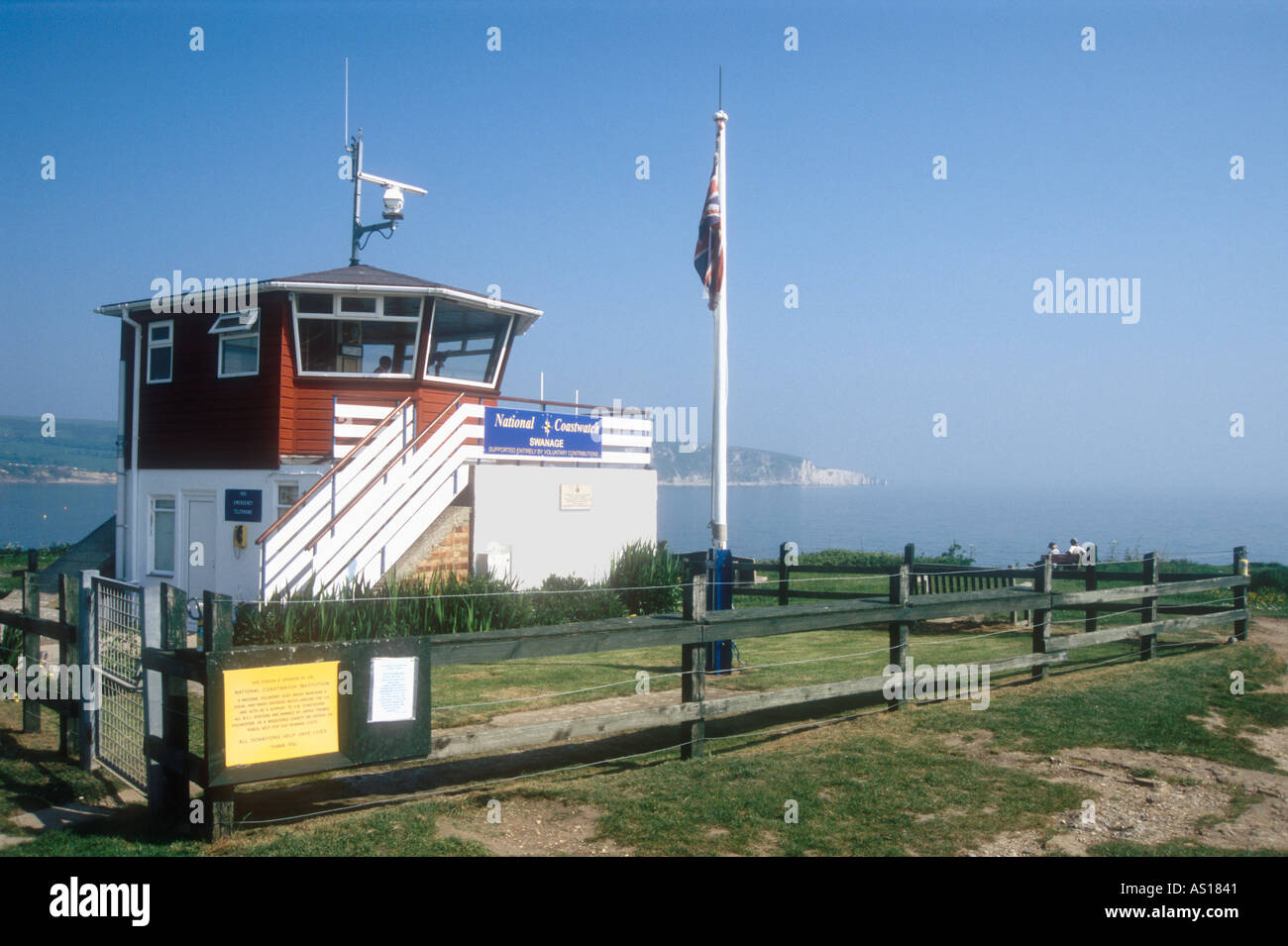 Il National Coastwatch lookout a: Peveril Point Swanage nel Dorset England Regno Unito Foto Stock