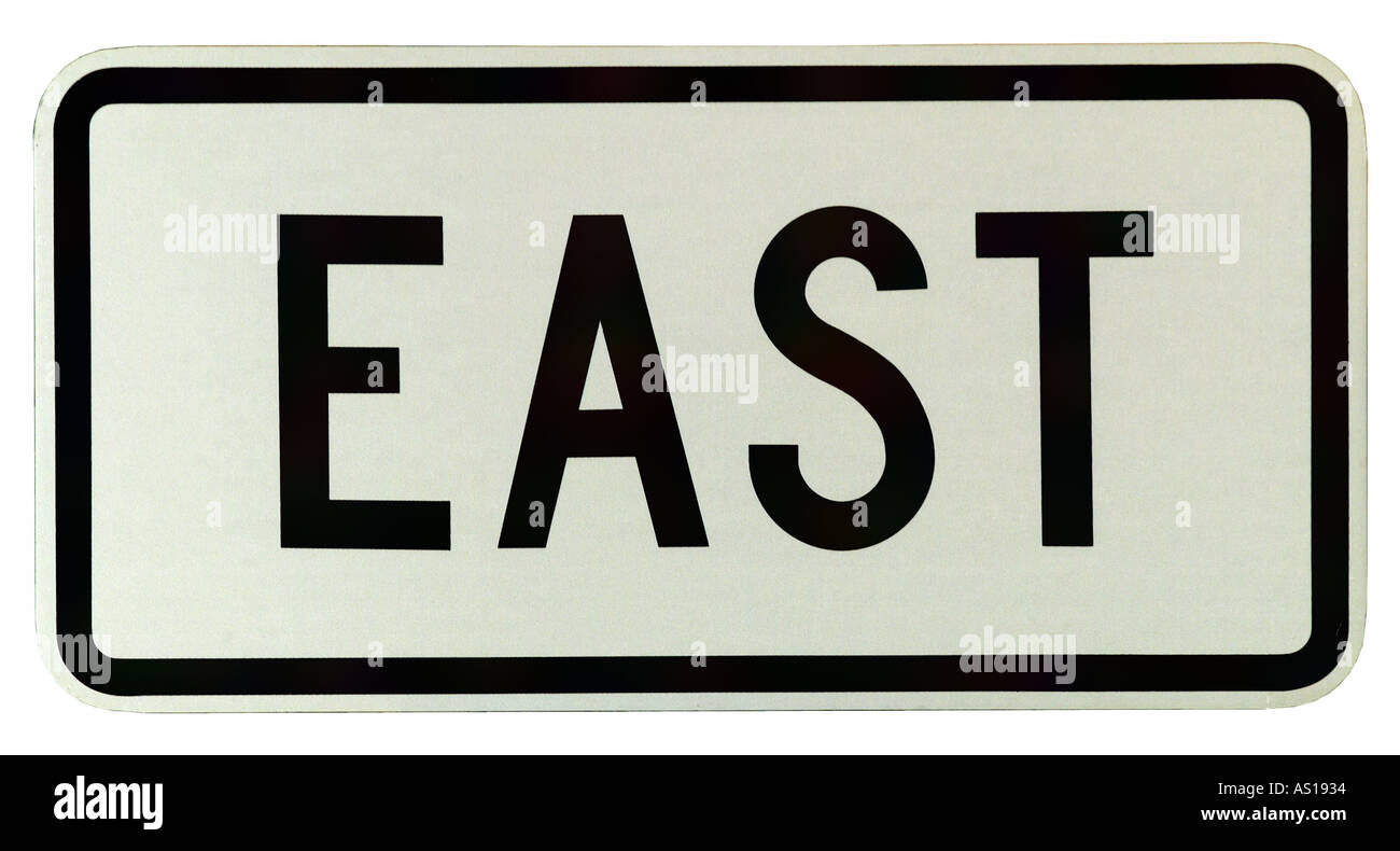 East street sign stagliano su sfondo bianco Foto Stock