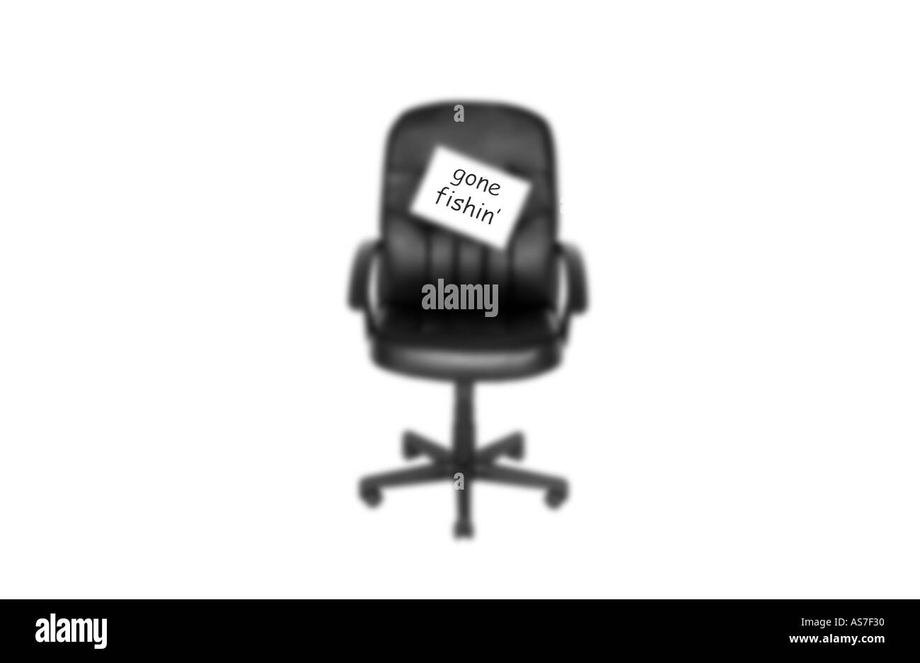 Ufficio esecutivo sedia con avviso dicendo Gone Fishin Foto Stock