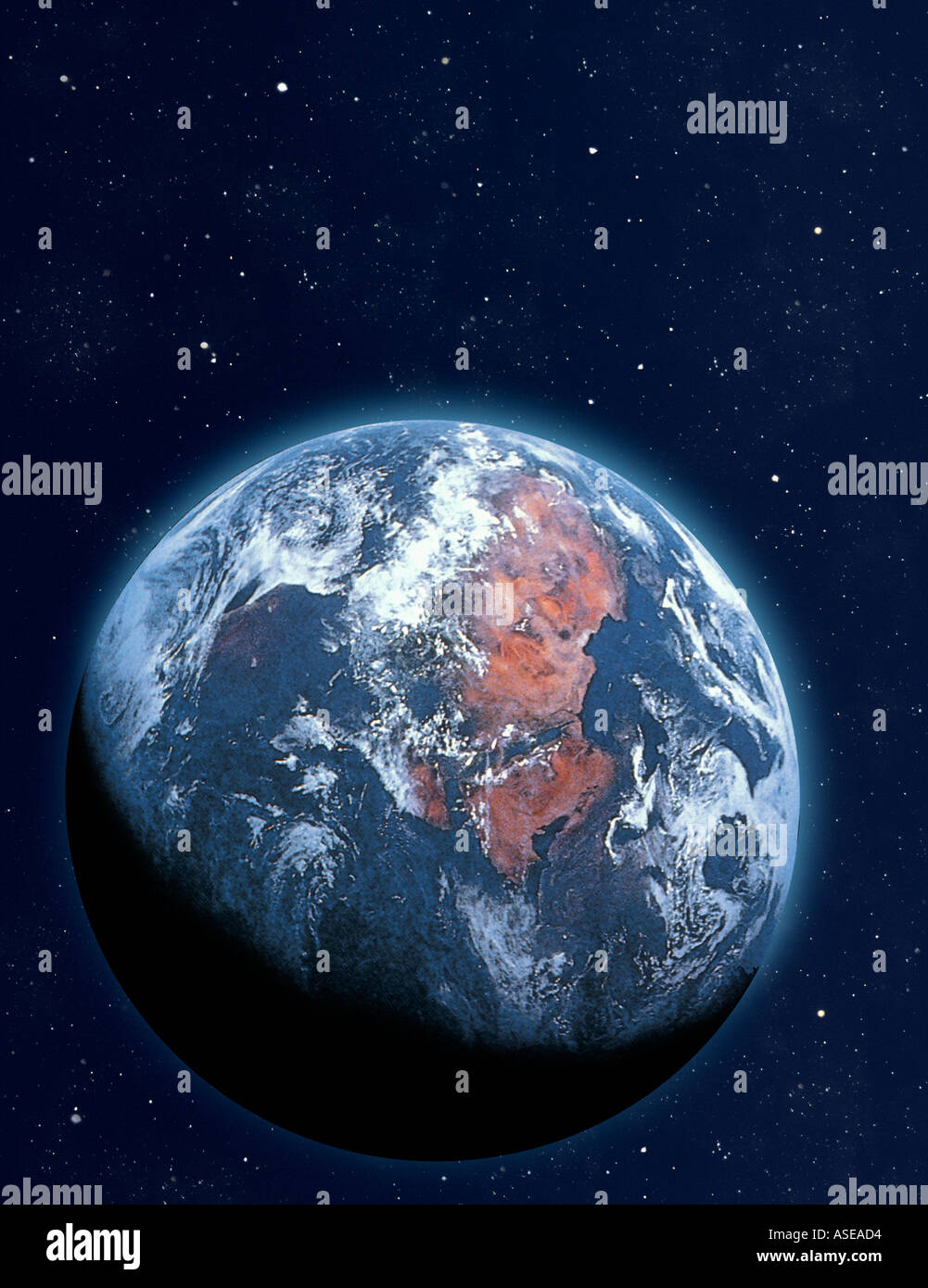 Fotografia del satellite Terra come visto dallo spazio esterno Foto Stock