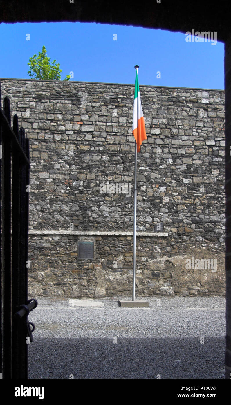 Il cortile dove i leader della sollevazione 1916 erano stati eseguiti. . Kilmainham Gaol, Dublino, County Dublin, Irlanda. Foto Stock