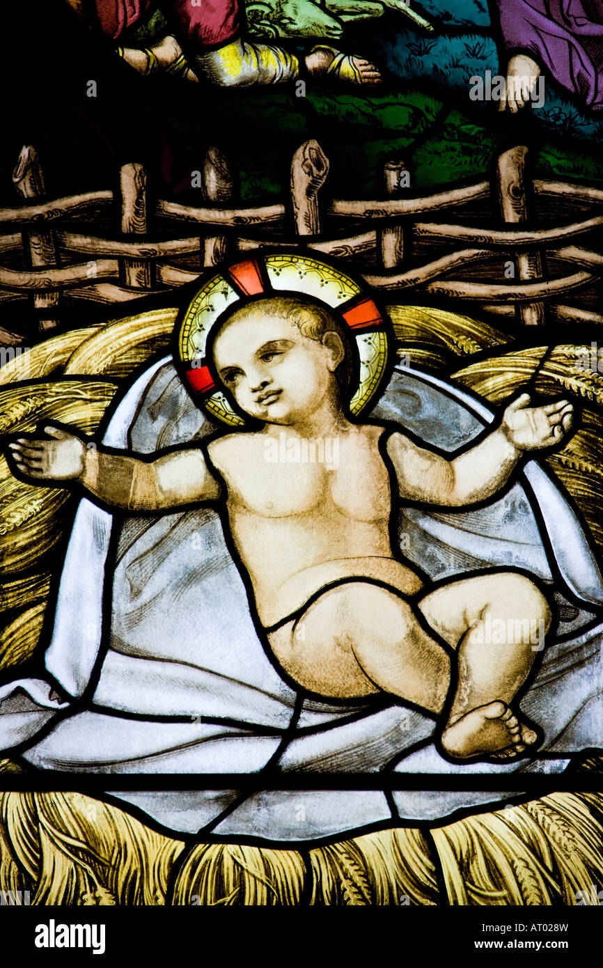 Vetrata di Chester Cathedral, nella contea di Cheshire in Inghilterra del Nord Ovest Foto Stock