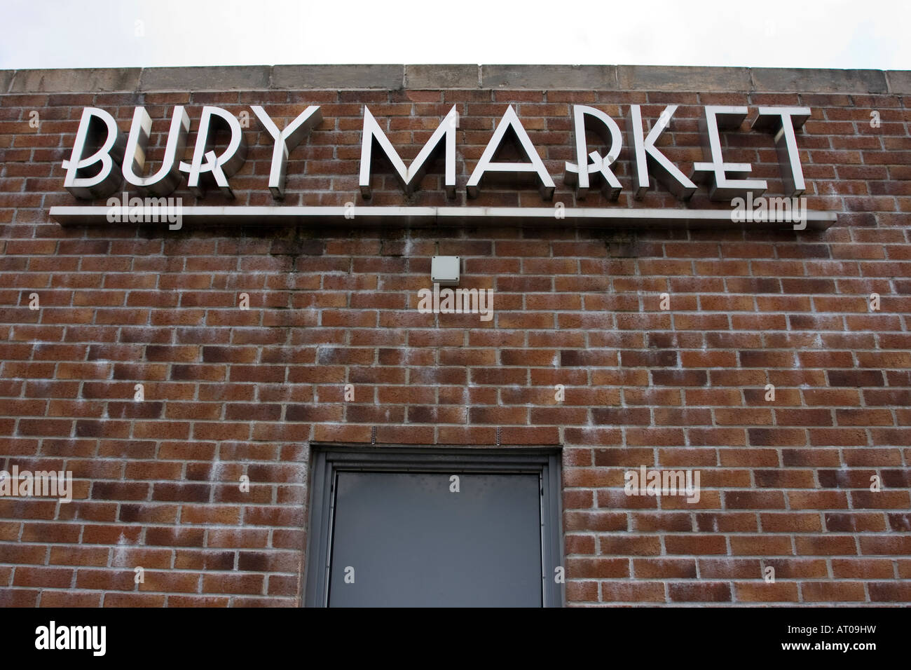 Bury segno di mercato sul mercato Bury Foto Stock