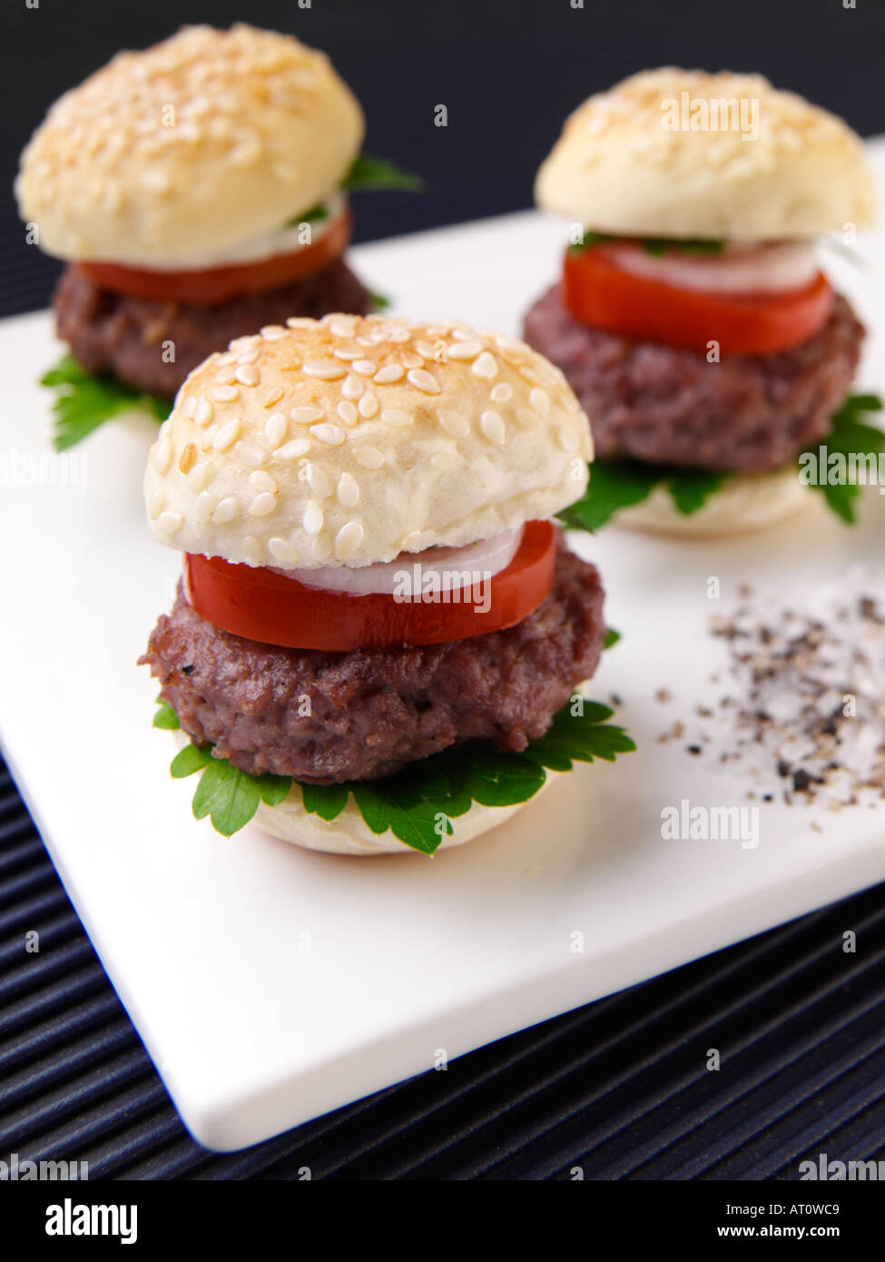 Aberdeen Angus Burger crostini Foto Stock