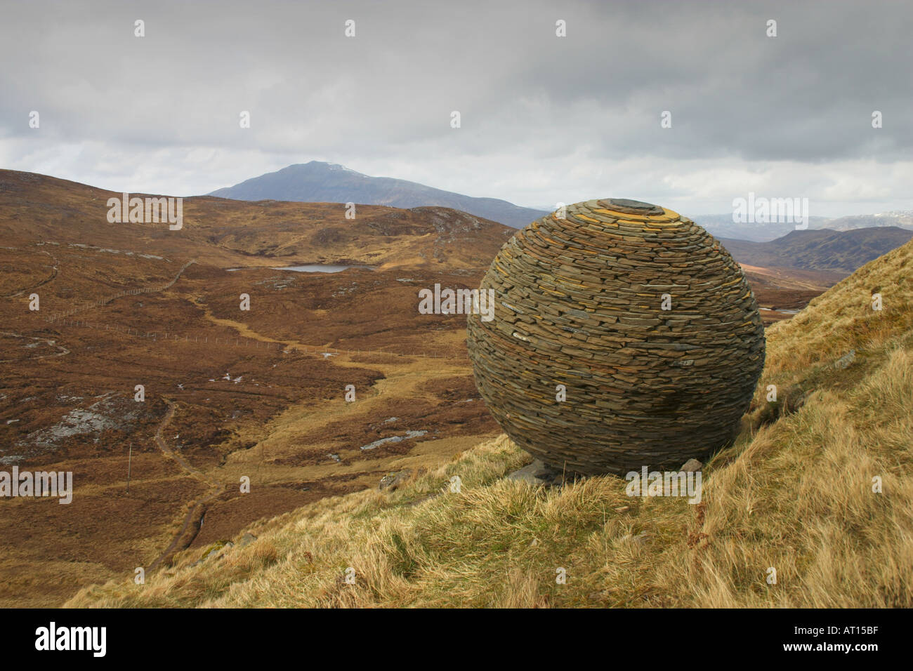 Scultura in pietra Knockan Sutherland Foto Stock