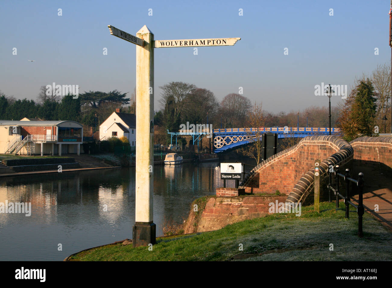 Stourport on Severn bacino del canale canal segnaletica per wolverhampton Worcestershire Inghilterra uk gb Foto Stock