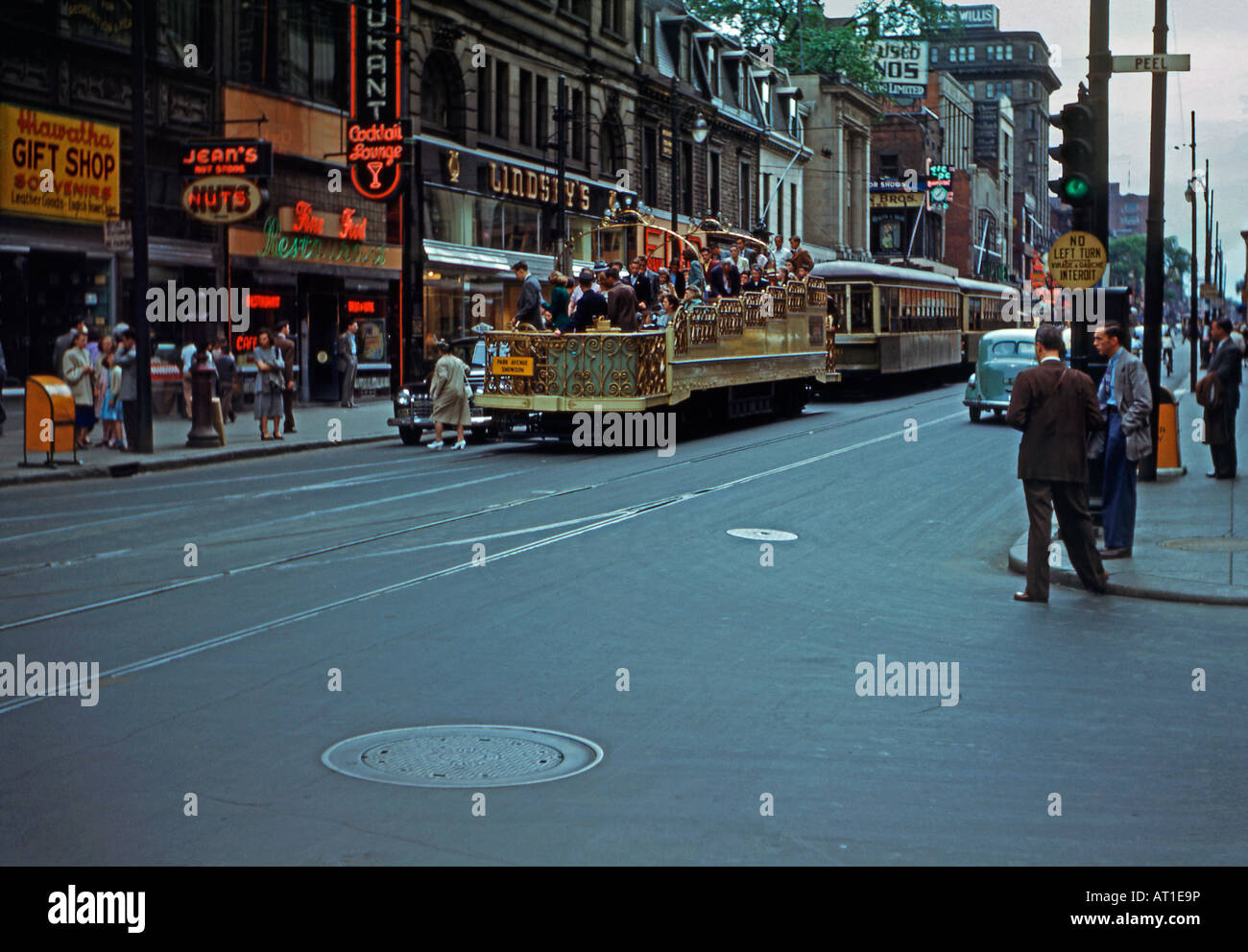 Open top tram, Montreal, Quebec, Canada, c. 1955 Foto Stock