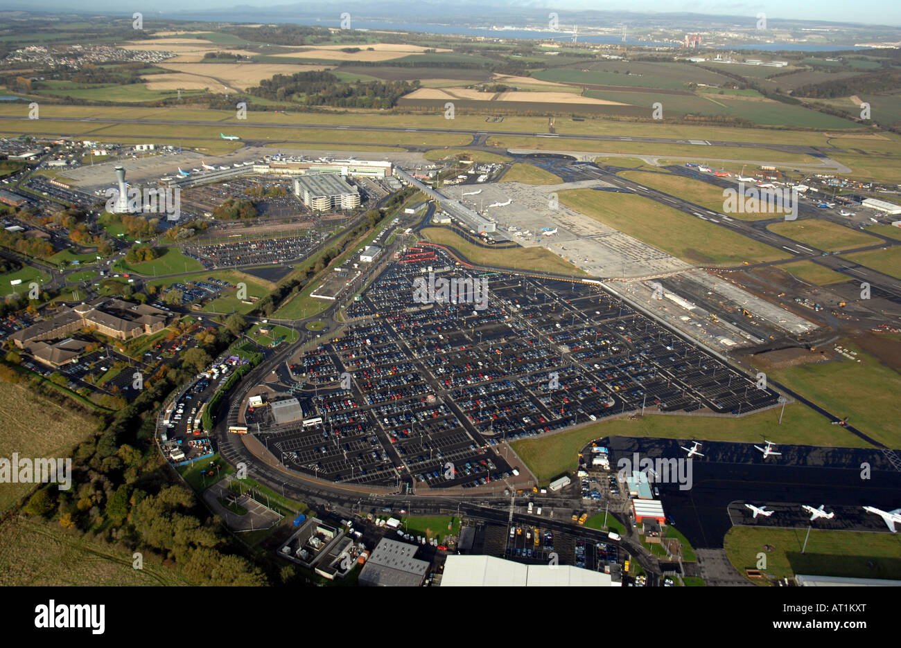 La fotografia aerea su aeroporto di Edimburgo Foto Stock