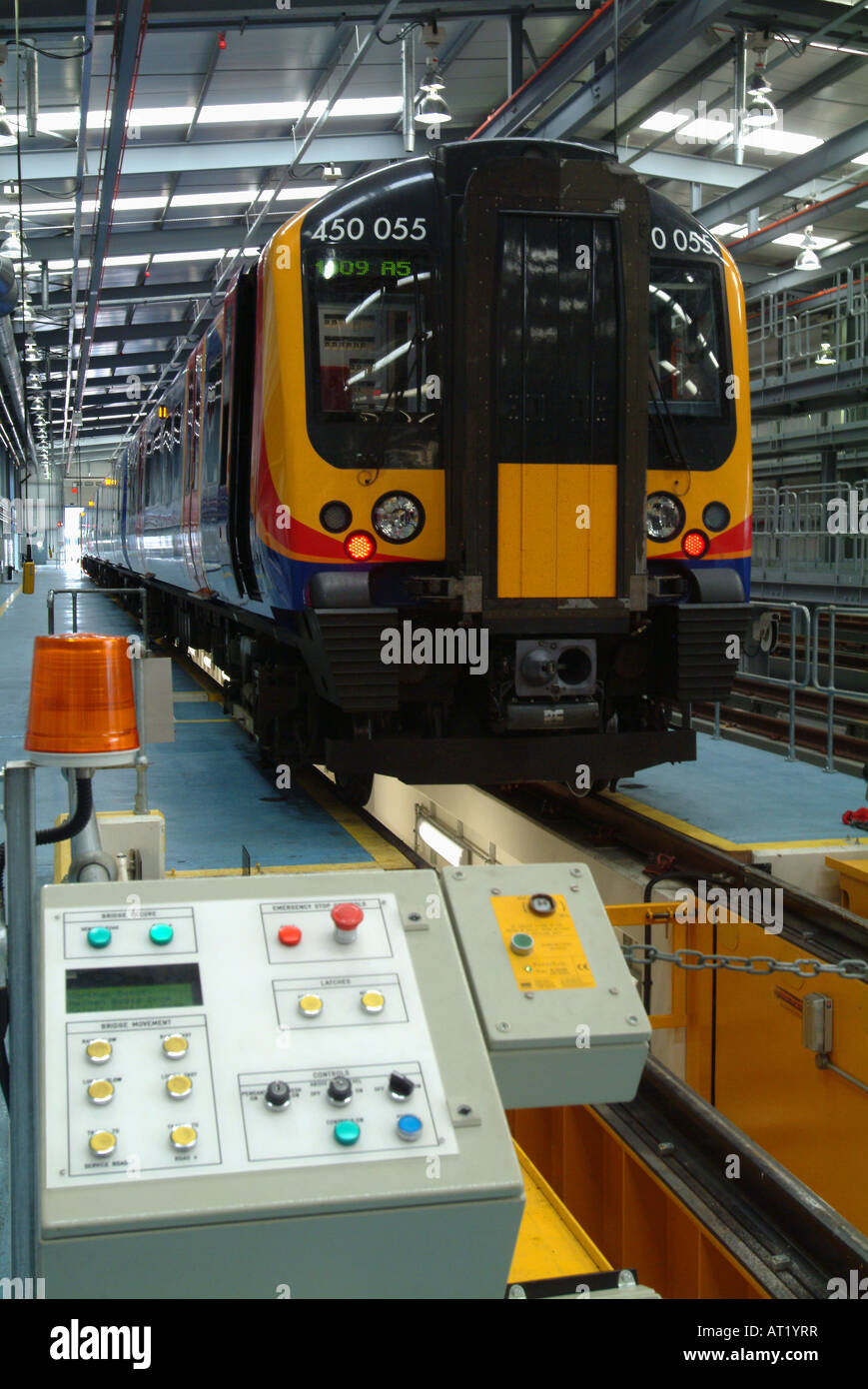 Deposito dei treni, nuovo deposito dei treni Foto Stock