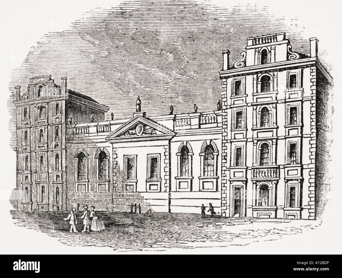 La vecchia scuola di St Paul, Londra, Inghilterra, visto qui prima del Grande fuoco di Londra, 1666. Foto Stock